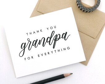 Thank You Grandpa For Everything, Card For Grandpa, Grandpa Birthday, Father's Day Card, Grandpa Card, Grandparents Day Card, Wedding Day