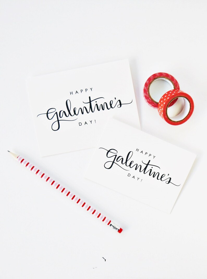 Happy Galentine's Day Card, Calligraphy Card, Hand Lettered Card, Valentine's Day, Best Friend Card, Friendship Card / A1 or A2 image 3