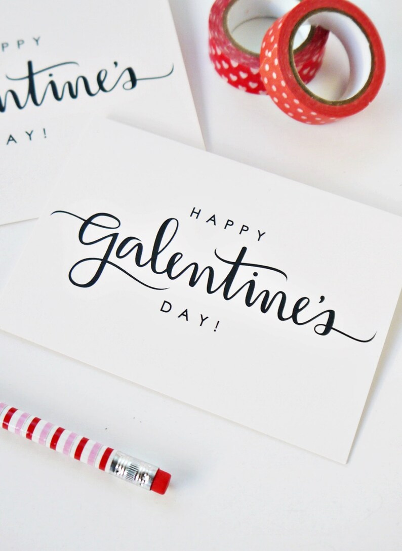 Happy Galentine's Day Card, Calligraphy Card, Hand Lettered Card, Valentine's Day, Best Friend Card, Friendship Card / A1 or A2 image 2