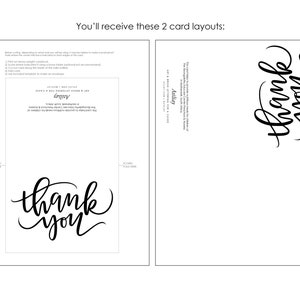 Thank You Printable Card, Instant Download PDF, Calligraphy Thank You ...