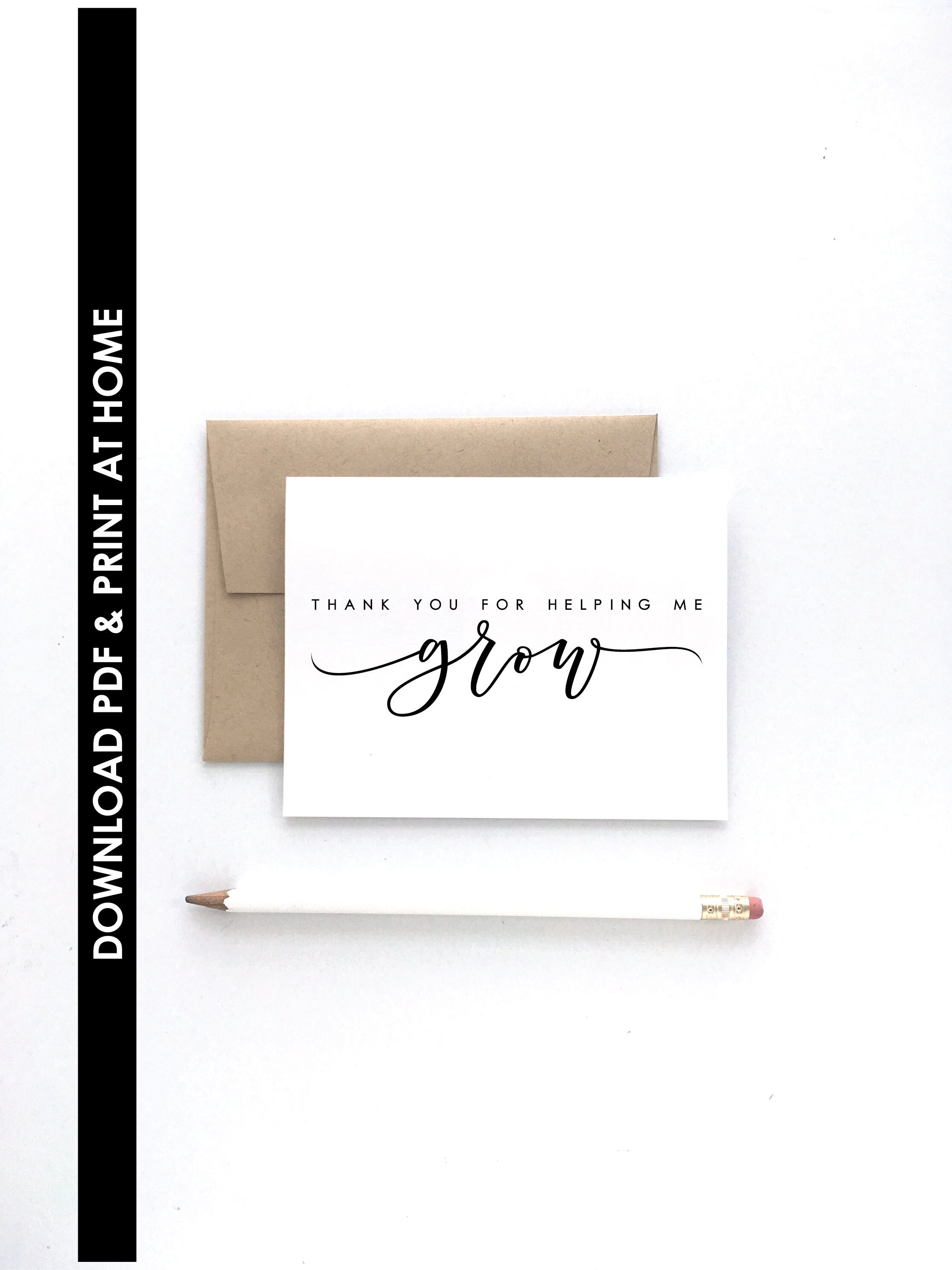 Pdf Only Print At Home Thank You For Helping Me Grow Card Etsy