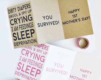 New Mom Funny Mother's Day Card, First Mother's Day Card, New Mom Card. Funny Mother's Day Card, A1 Tri-Fold