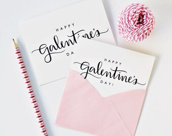 Happy Galentine's Day Karte, Kalligraphie Karte, Handbeschriftete Karte, Valentinstag, Best Friend Karte, Freundschaftskarte / A1 oder A2