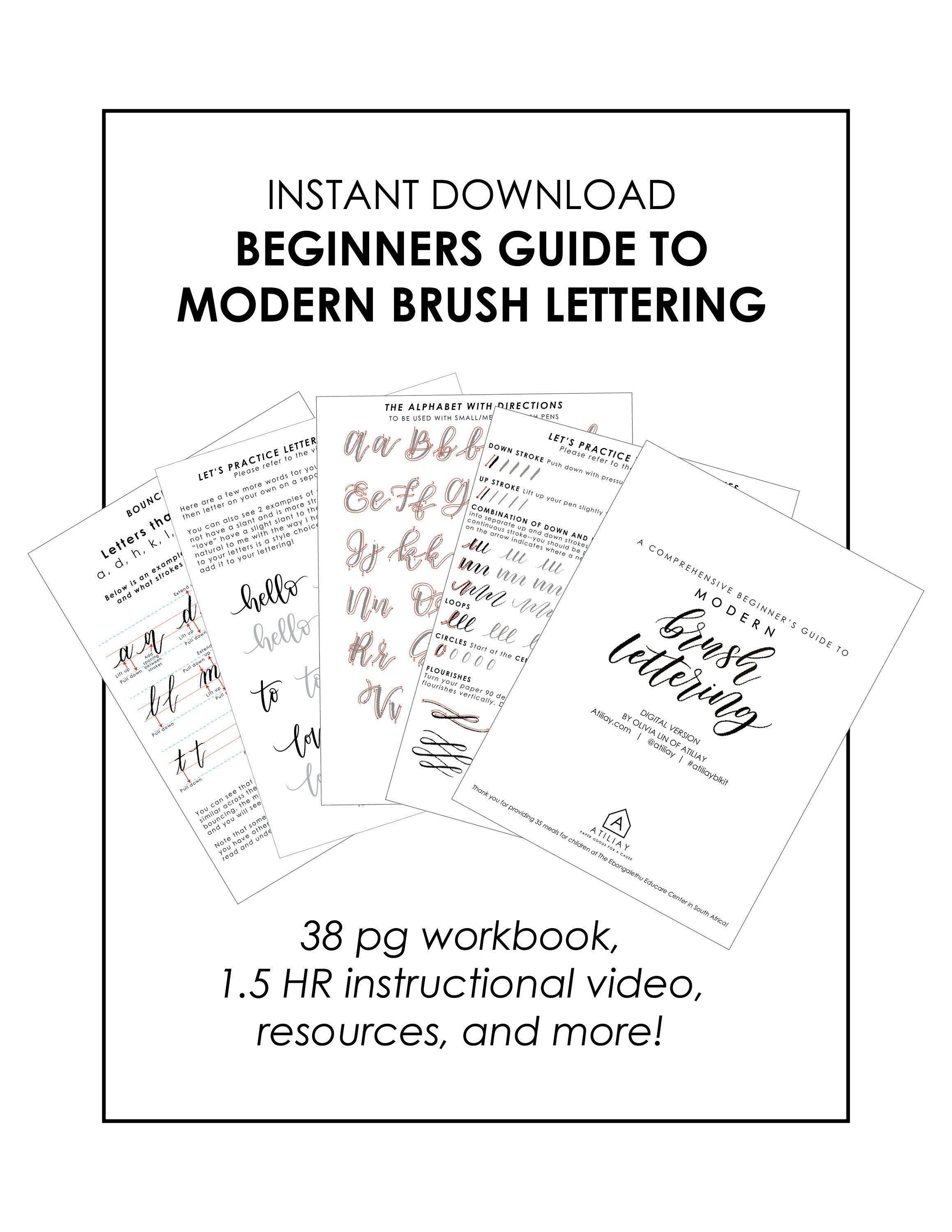Mindful Lettering Practice Workbook Digital Workbook PDF Download