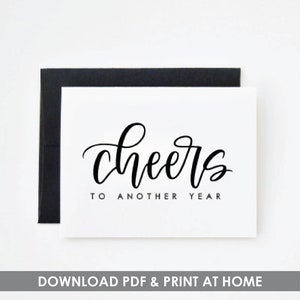 Cheers to Another Year Card, INSTANT DOWNLOAD PDF, Birthday Card - Etsy