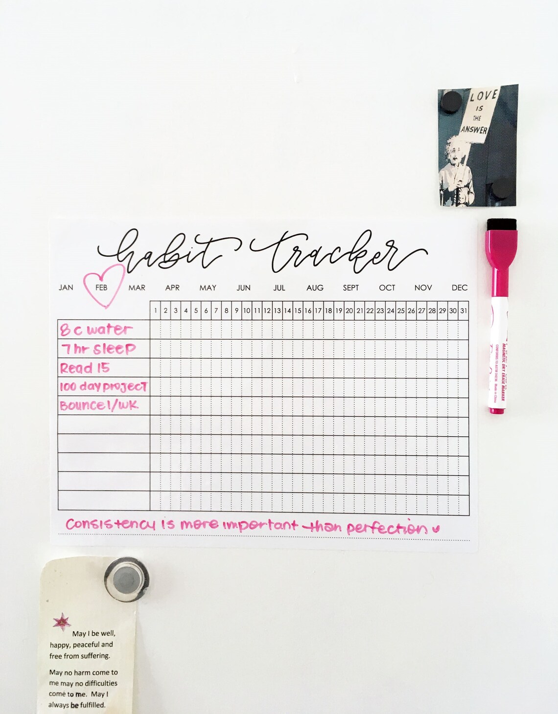 Habit Tracker Dry Erase Sticker Habit Tracker Template Easy Etsy