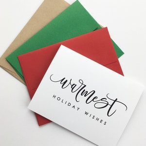 Warmest Holiday Wishes Card, Holiday Card, Christmas Card, Calligraphy Card, A2, Blank Inside image 4