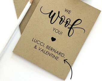 Custom Listing for DEBORAH | I Woof You Card, Personalize With Your Dog Names, Custom Dog Valentine, Card From Dog