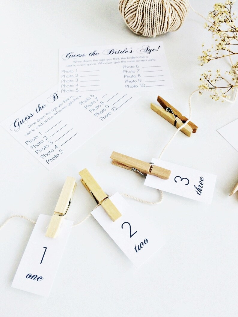 Bridal Shower Game / Guess the Bride's Age Game INSTANT Etsy