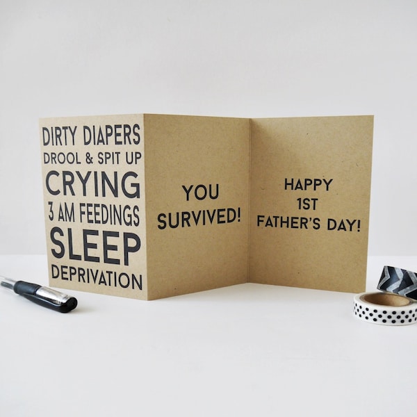 Funny First Father's Day Card, Happy Father's Day Card, New Dad Card, First Father's Day Card, Card for Husband, Card for Son, A1 Tri-Fold