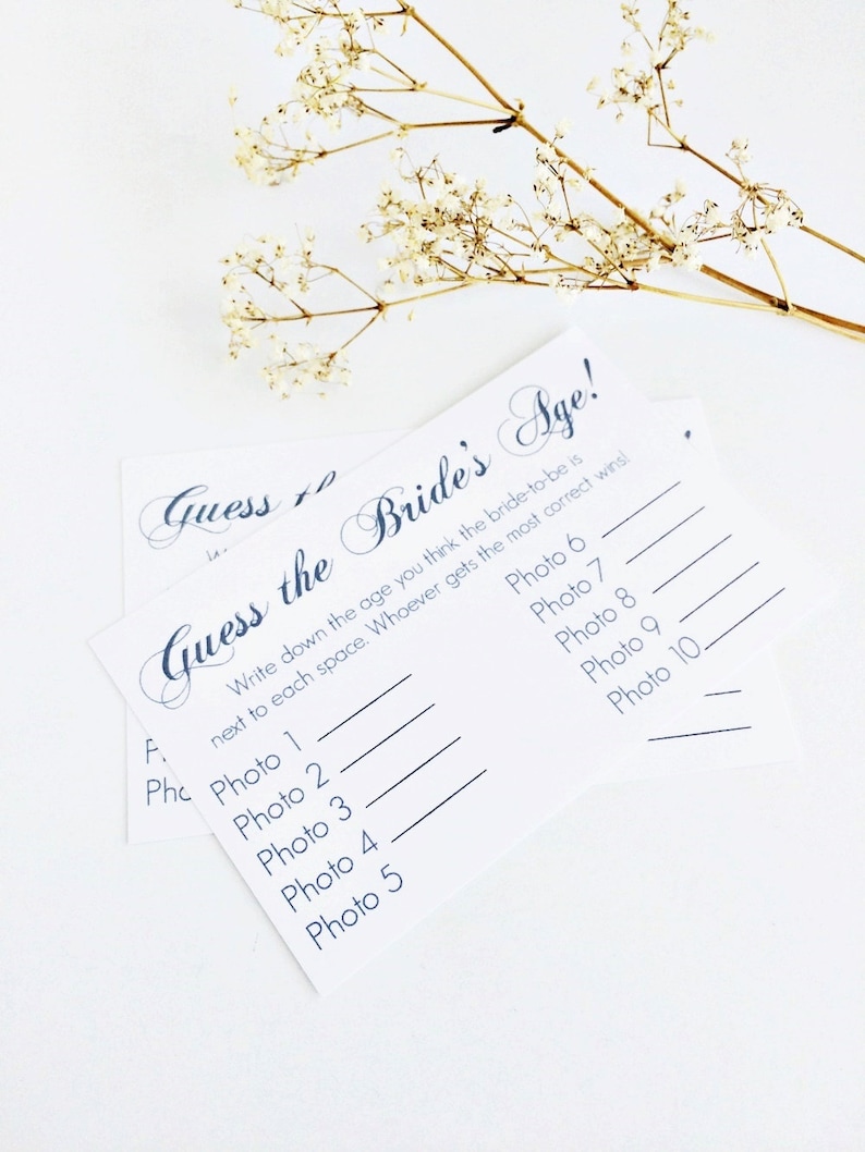 Bridal Shower Game / Guess the Bride's Age Game INSTANT Etsy