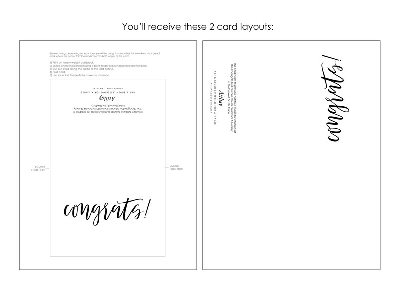 Congrats Card, PDF Instant Download, 2 Layouts and Free Envelope ...