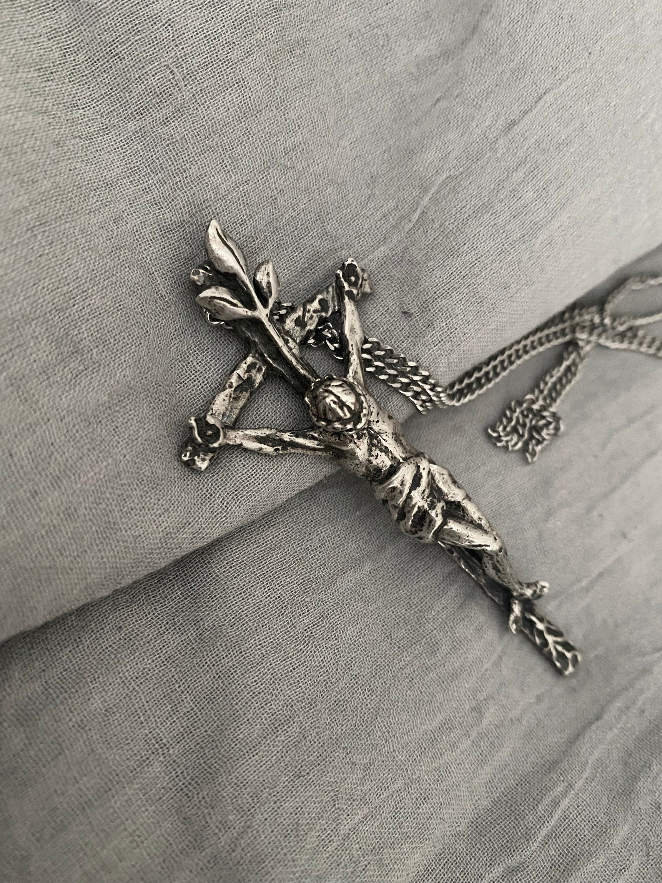 Unique Large Sterling Silver Cross Crucifix With Leaves Above - Etsy