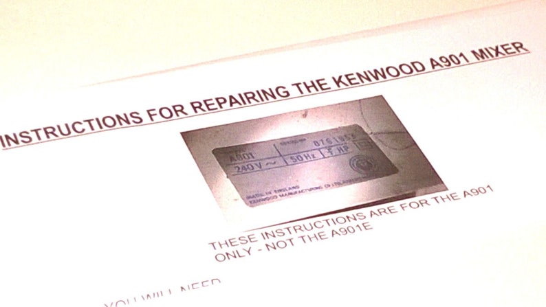 Kenwood Chef A901 Repair Kit Capacitors, Resistors, Triac & Guide to Fix Mixer image 3