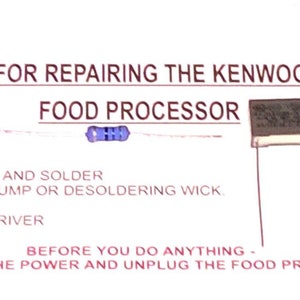 Kenwood Gourmet A532 FP400 Processor Repair Kit Capacitors Resistor Triac Guide