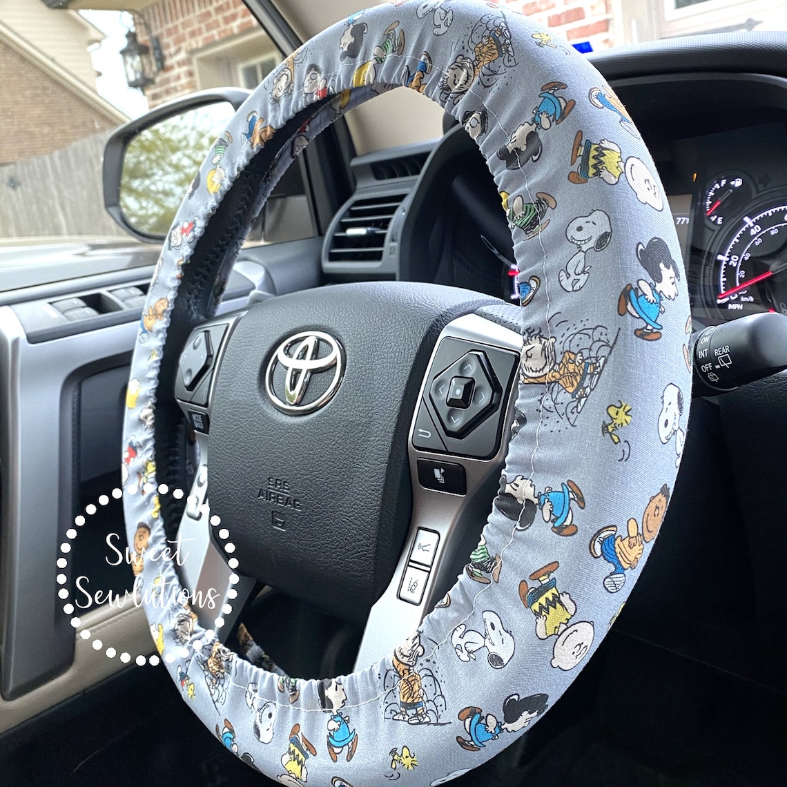 Steering Wheel Cover Peanuts Print Fabric Charlie Brown Etsy