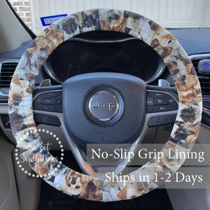 38cm Car Steering Wheel Cover Cute Dog Bulldog Anti-slip Animal Auto  Decoration Elastische Auto Accessories