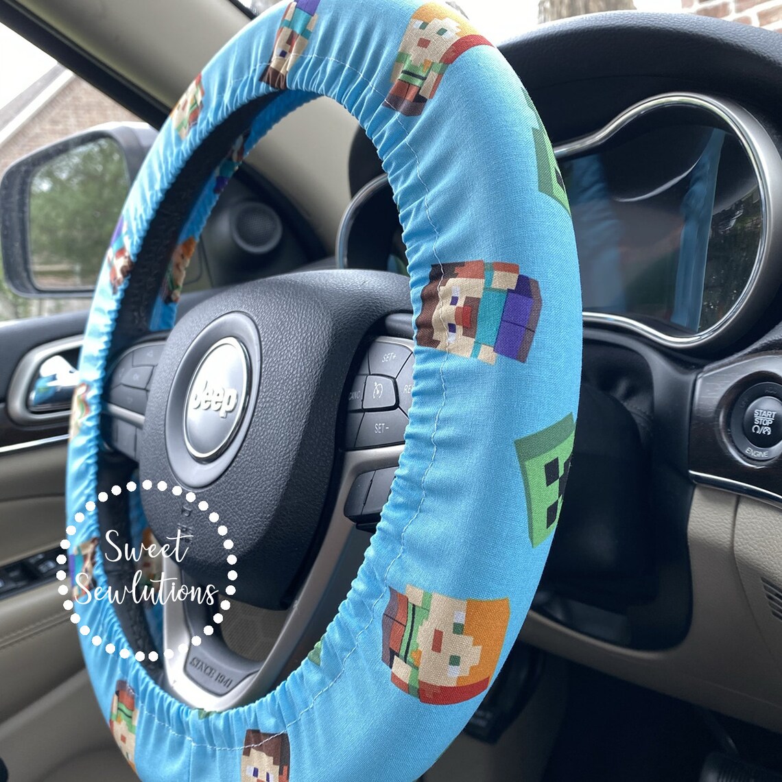 Steering Wheel Cover Minecraft Print Minecraft Steering Etsy