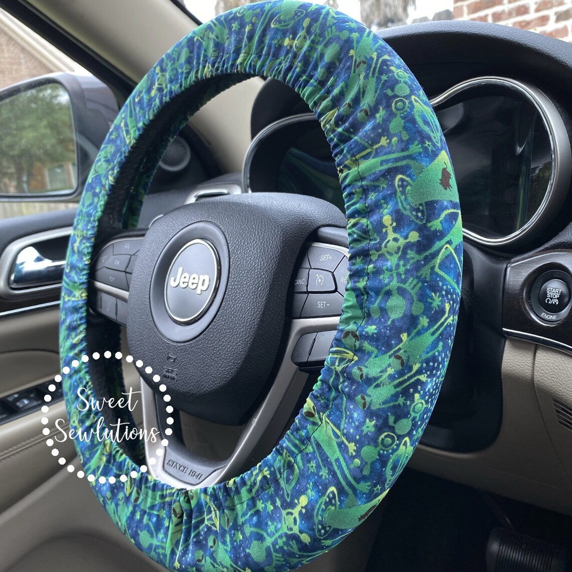 Steering Wheel Cover Alien Print Fabric UFO Print Steering Etsy