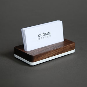 Porte-cartes de visite simple en bois / Présentoir pour cartes de visite en bois de noyer et acrylique / Porte-cartes de visite en bois massif
