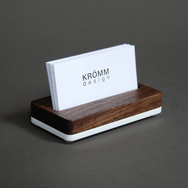 Wood Single Business Card Stand / Walnut Wood and Acrylic Business Card Display / Solid Wood Business Card Holder