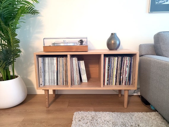 Vinyl Record Console Turntable Solid White Oak Storage - Etsy