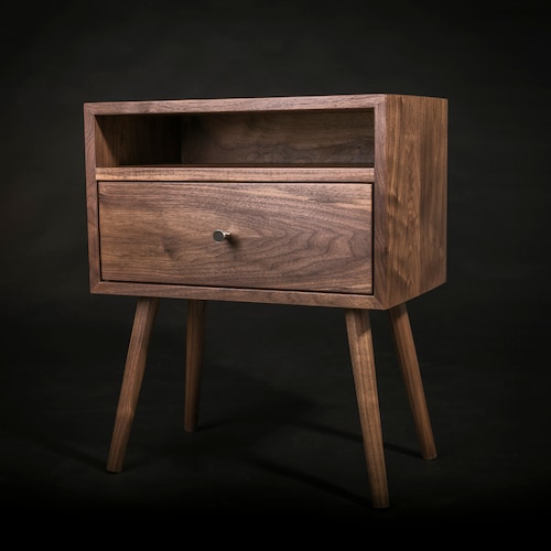 Solid Walnut Wood Floating Nightstand With Drawer / Walnut Etsy