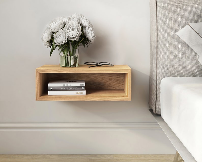 Solid Cherry Wood Floating Nightstand / Floating Cherry Etsy
