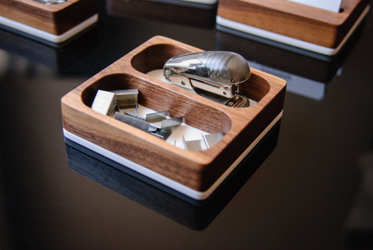 Wood Stapler Holder Wood Staples and Stapler Tray Walnut Etsy