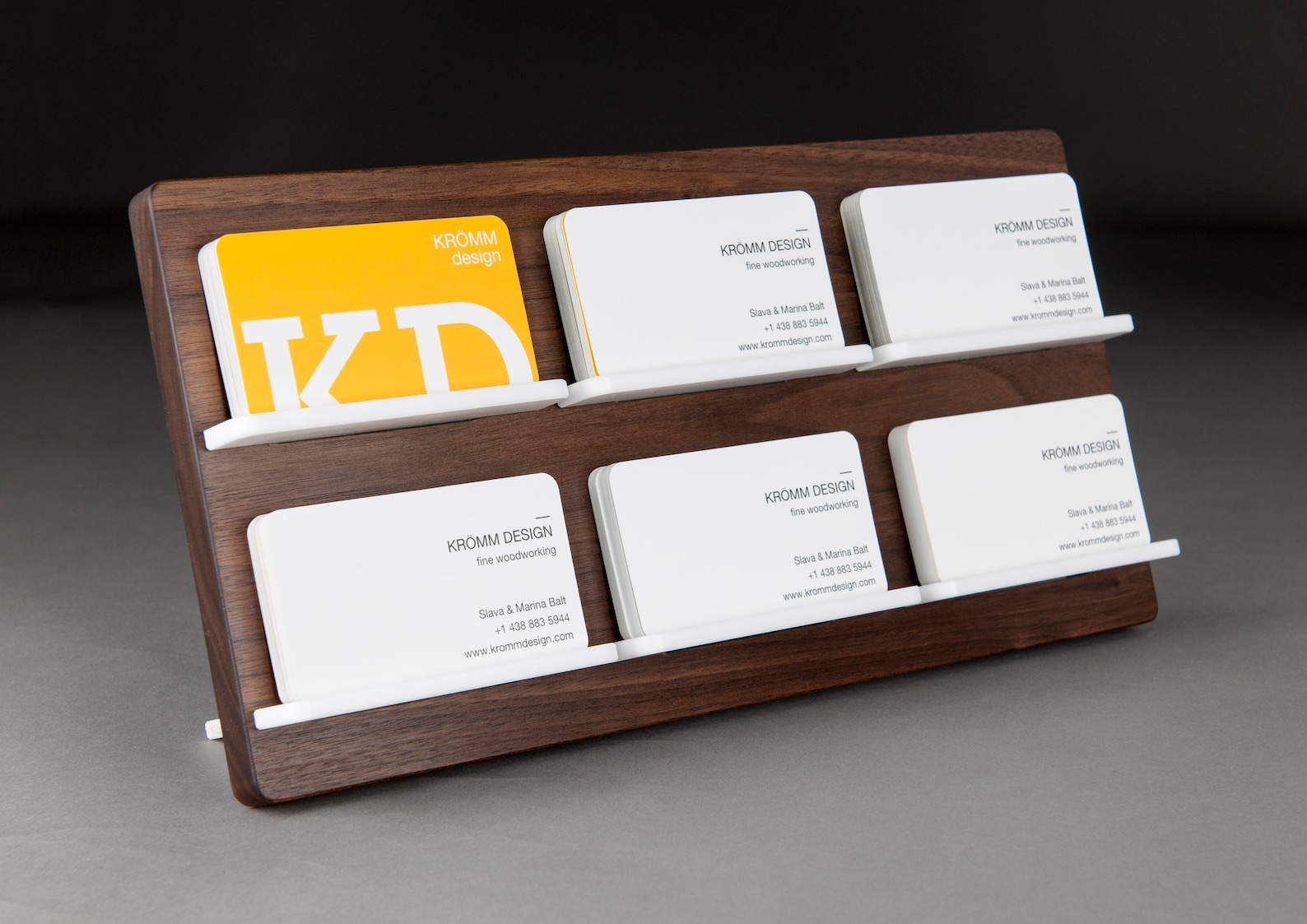 Two-level Full-view Multiple Business Card Stand in Walnut Wood and ...