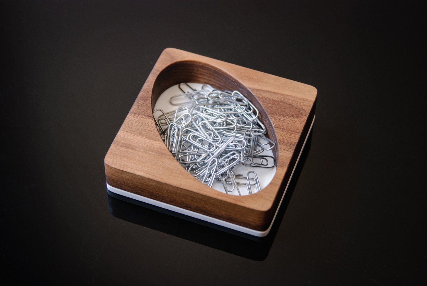 Paper Clip Tray Wood Paper Clip Holder Wooden Tray Walnut Etsy