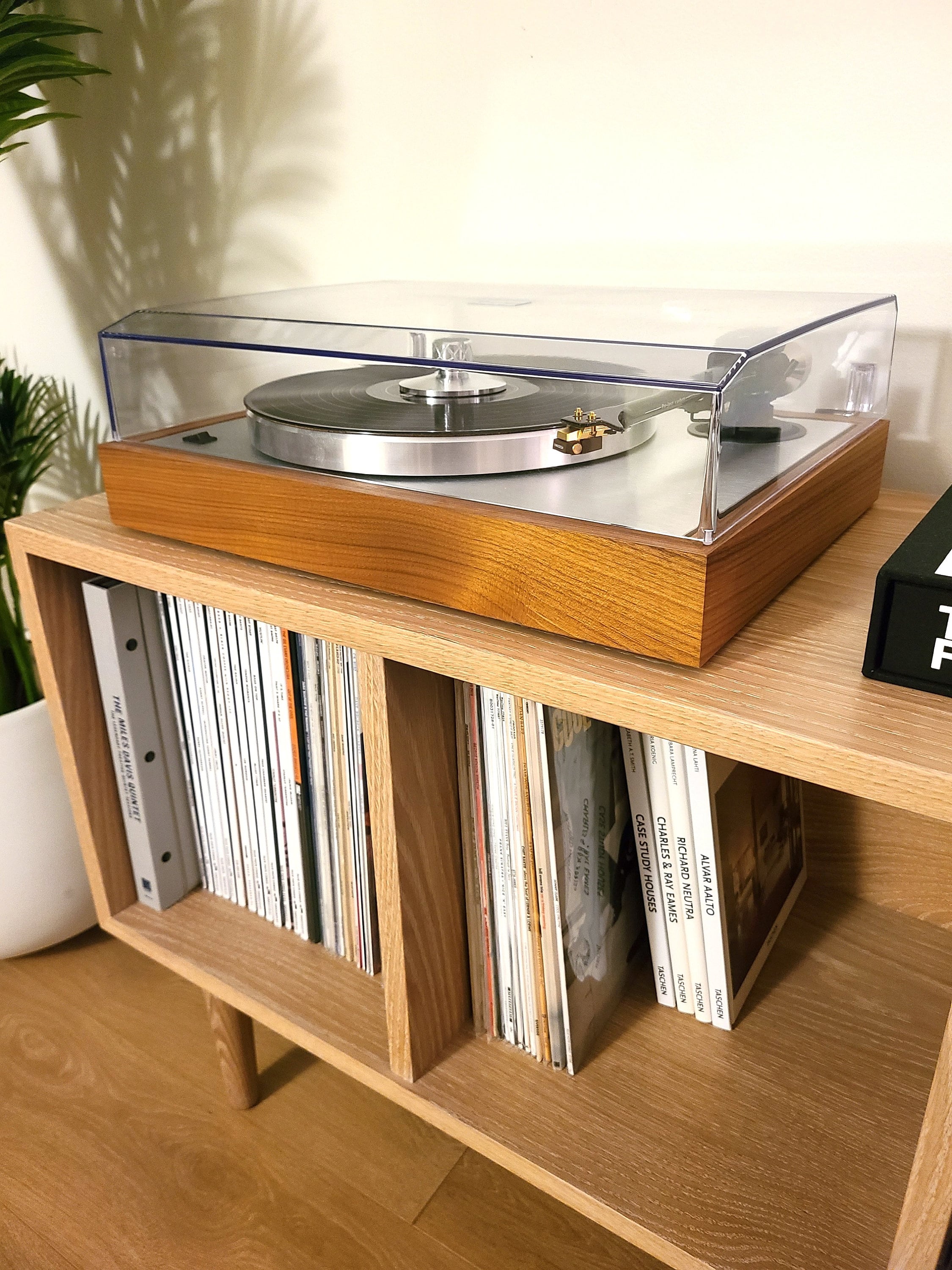 Vinyl Record Console Turntable Stand Solid White Oak Storage Etsy Canada