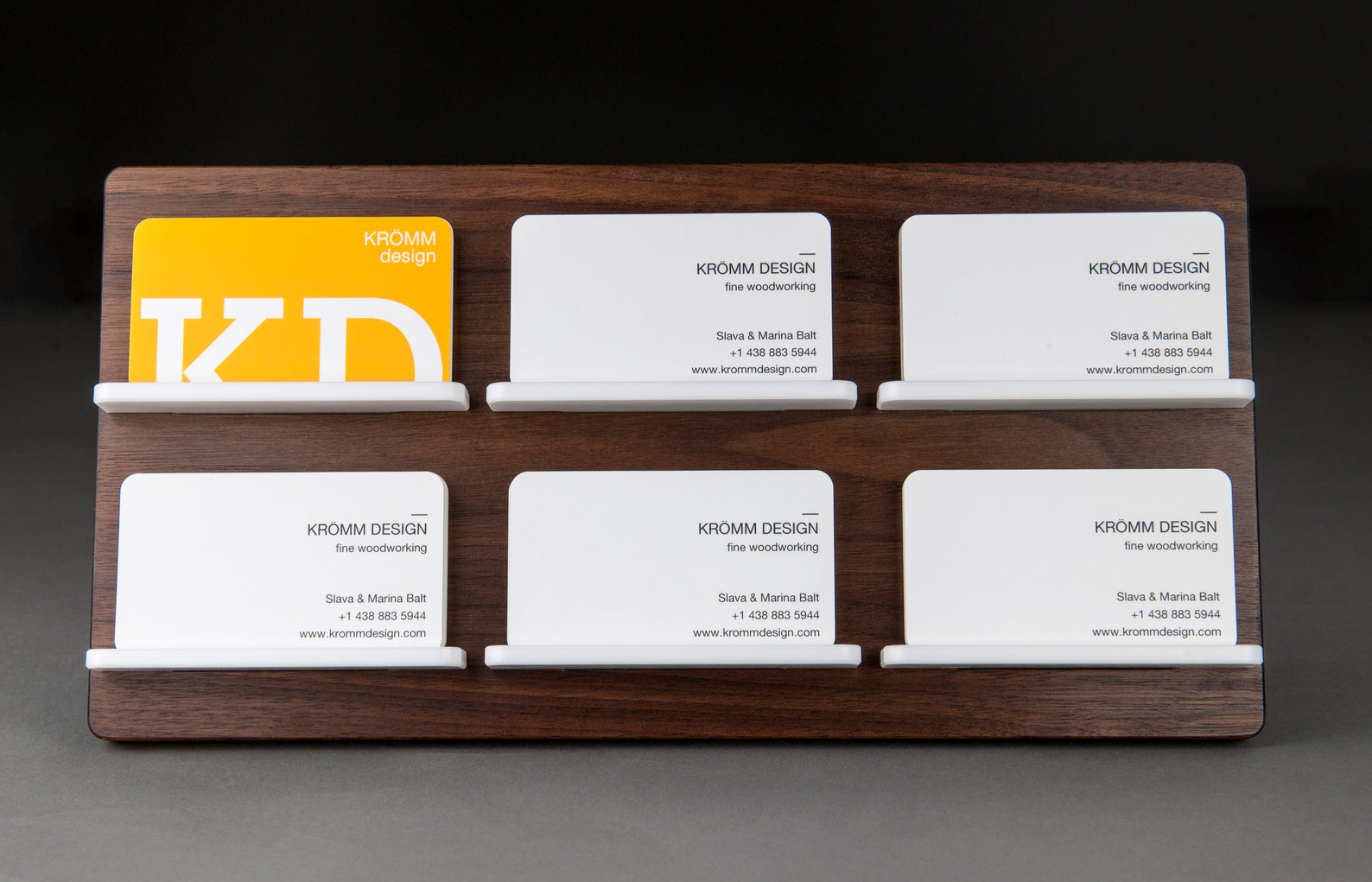 Two-level Full-view Multiple Business Card Stand in Walnut Wood and ...