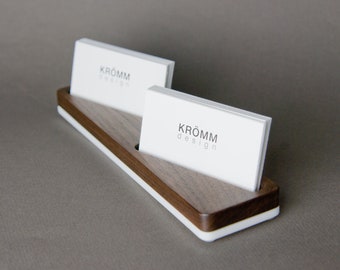 Wood Business Card Stand for MOO Horizontal Cards placed at angle/ Wood Business Card Display / Walnut Wood Business Card Holder