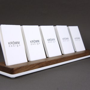 MOO Business Card Holder / Business Card Stand / Business Card Display / Walnut Wood and Acrylic Card Holder