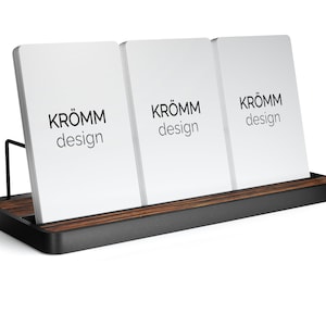 Porte-cartes de visite vertical en aluminium et bois d'ébène de macassar, plusieurs porte-cartes de visite verticaux en bois, cadeau de bureau pour cartes de visite