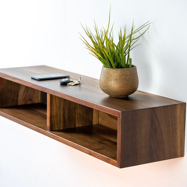 Entryway Floating Console / Solid Wood Floating Media Organizer / Media Console / Media Stand / TV Stand