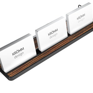 Support de carte de visite horizontal en aluminium et bois d’ébène Macassar, support de carte de visite en bois multiple, affichage de carte de visite, cadeau de bureau