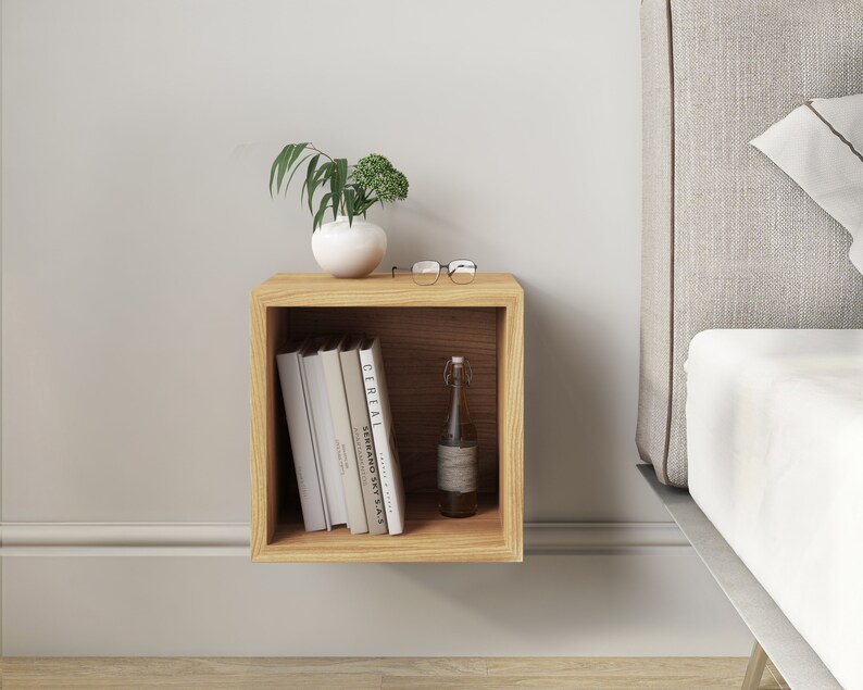 Solid Cherry Wood Floating Nightstand / Floating Walnut Etsy