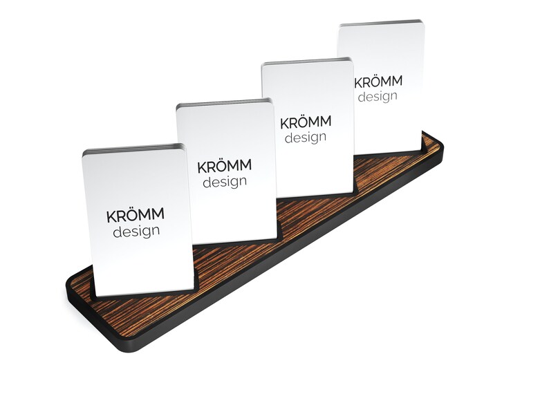 Vertical Business Card Stand Aluminum & Macassar Ebony Wood - Etsy