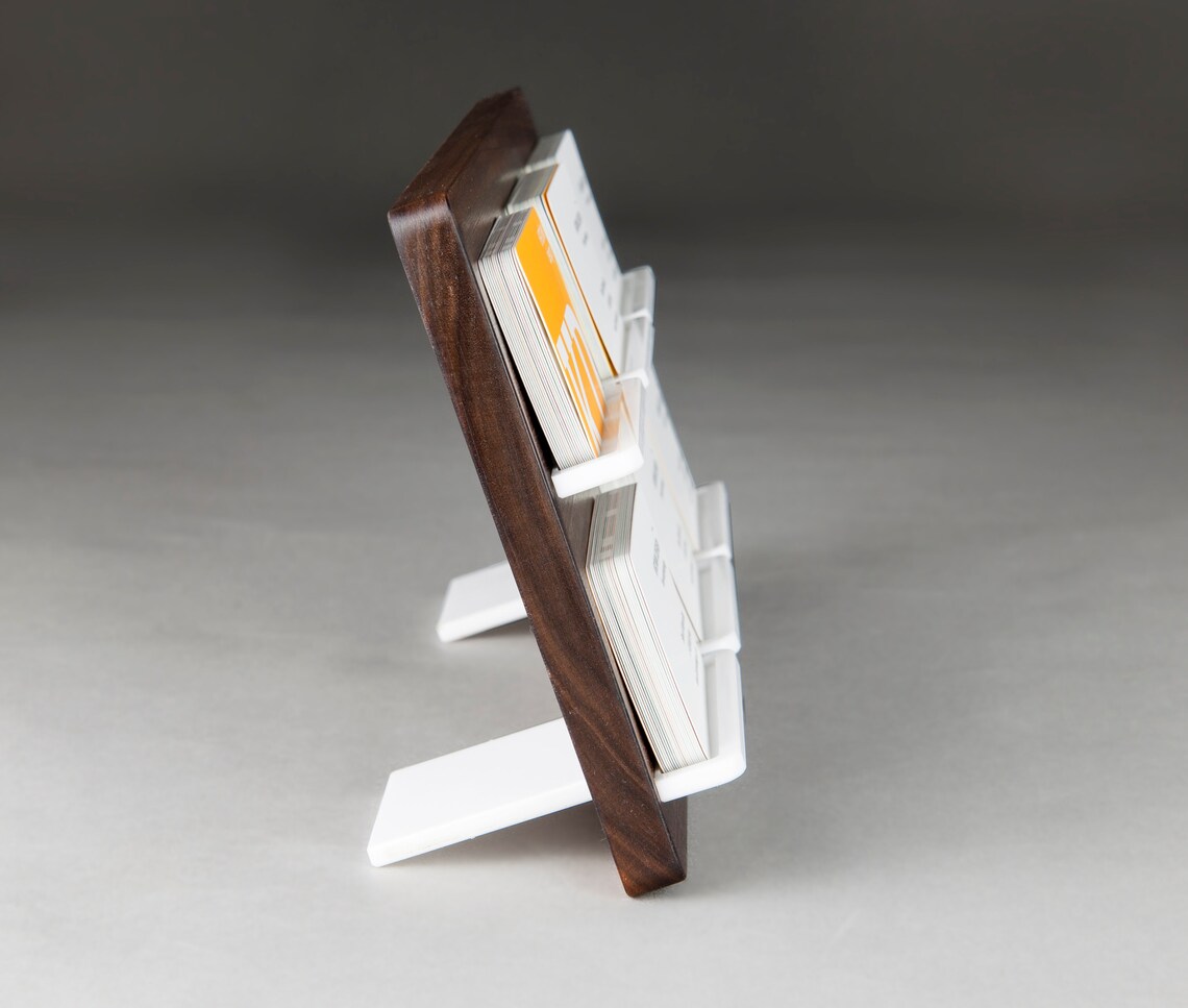 Two-level Full-view Multiple Business Card Stand in Walnut Wood and ...