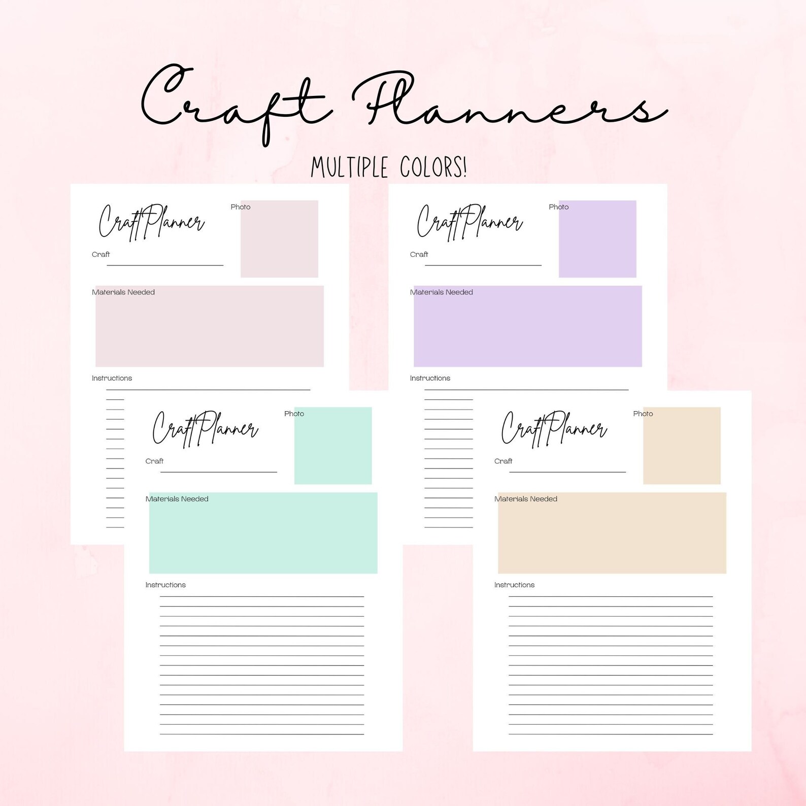 Craft Planner Printables, PDF, Multiple Colors, Print - Etsy