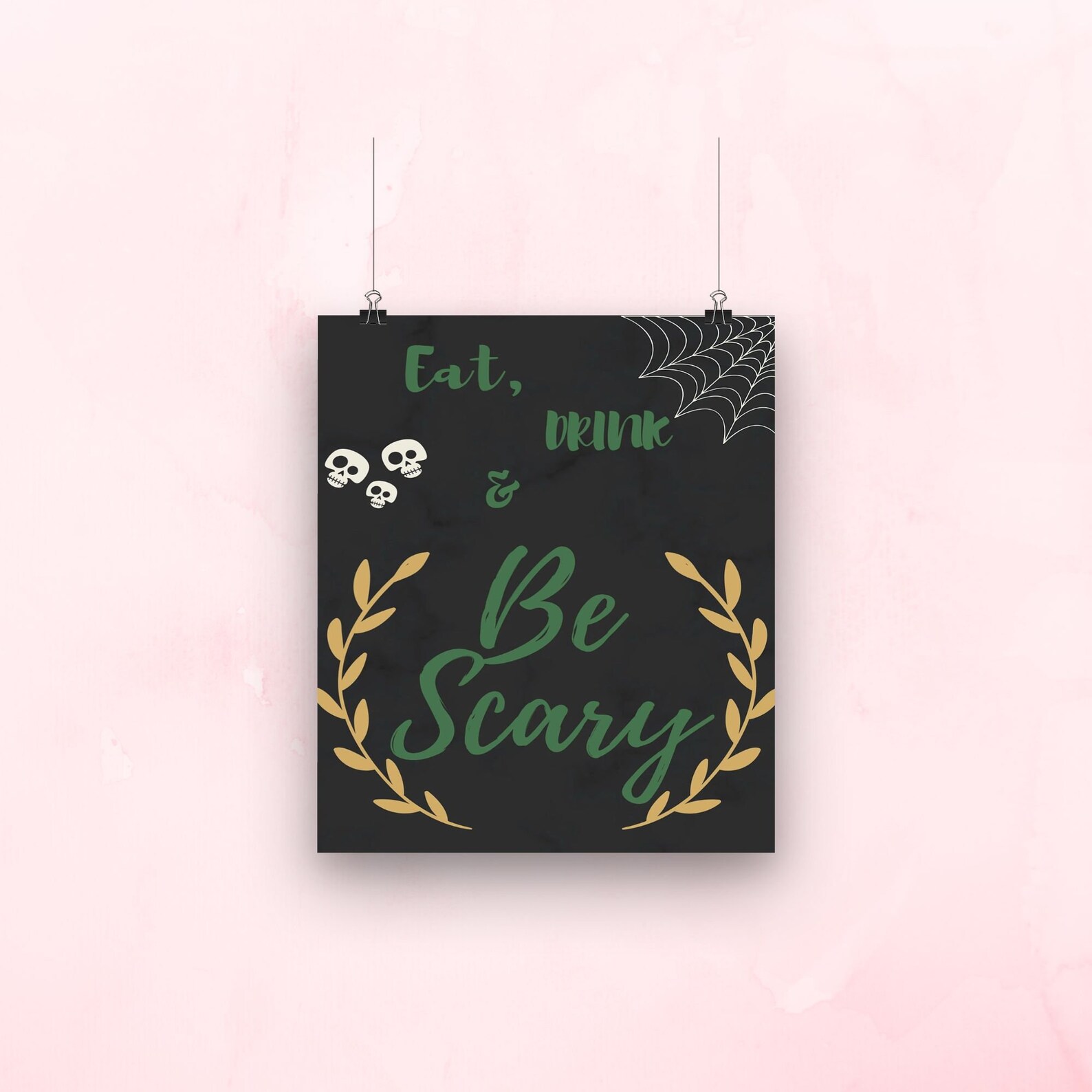 Eat, Drink &amp; Be Scary Printable Halloween Poster - Etsy