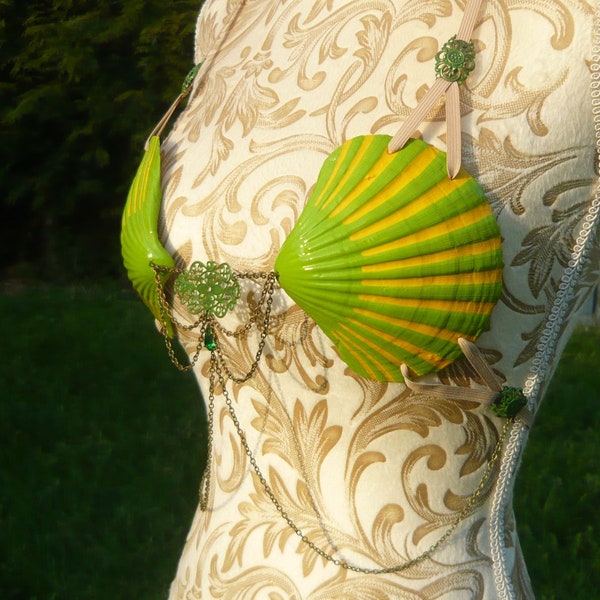 Seagrass Siren - glamorous Mermaid Bikini made from real Scallops - "Ready to Ship"