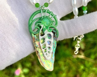 Seafoam Relic - handmade Merfolk Necklace with Abalone - Mermaid Jewelry - OOAK