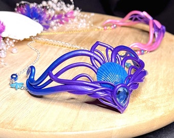 Amethyst Abyss Tiara - handsculpted Merfolk Tiara with real Seashell - OOAK