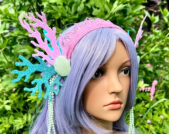 Princess of the Glitter Reef - Hairband with glittering Foam Corals - OOAK - Ready to Ship