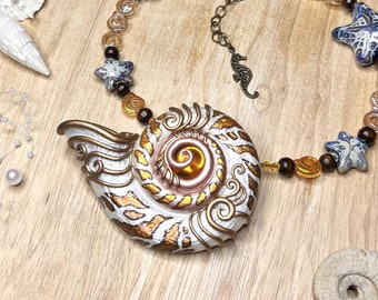 Kelp Serenade Shell - unique Merfolk Necklace - Mermaid Jewelry - OOAK