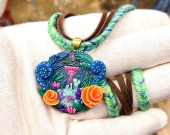 Pandora's Blessings - handsculpted Miniature Necklace with Pandorian Flora - OOAK