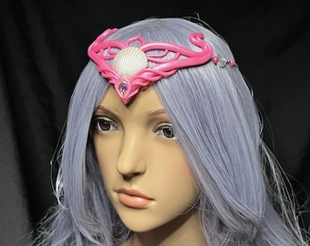 Pink Reef Princess - handsculpted Merfolk Tiara with real Seashell - OOAK